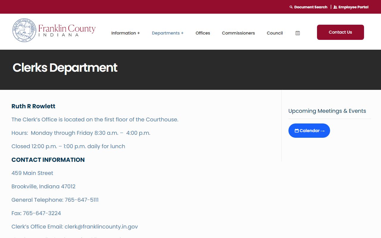 Franklin County Clerk of the Circuit Court department page