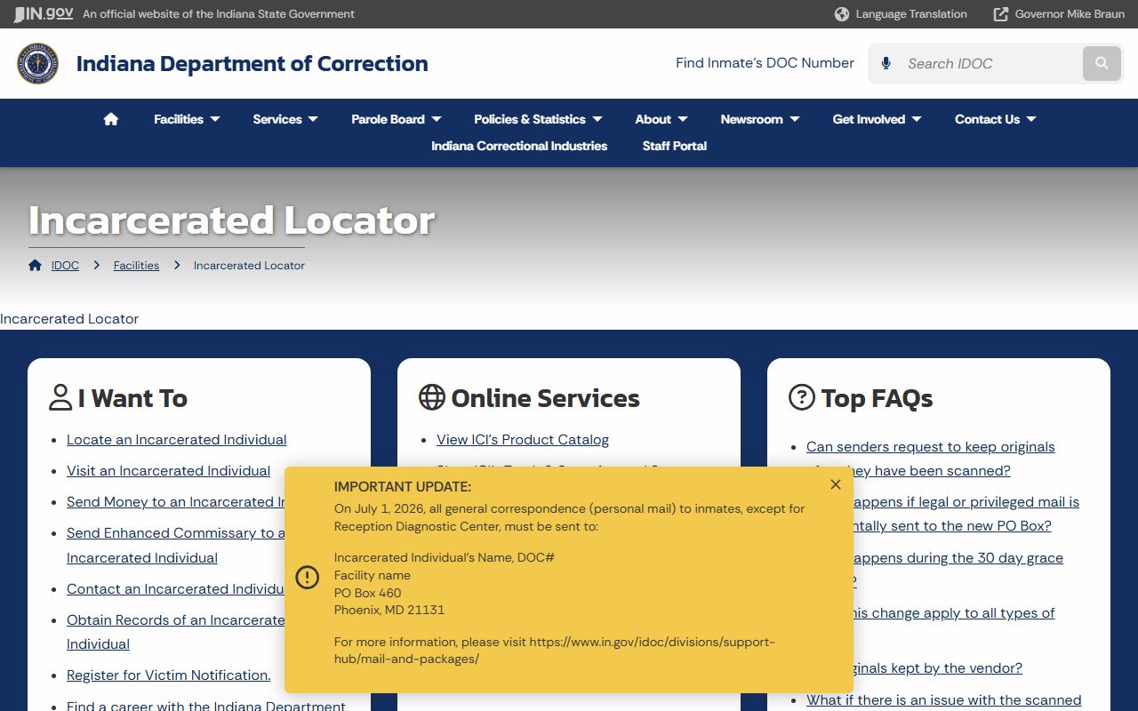 Franklin County arrest records and Indiana DOC offender locator