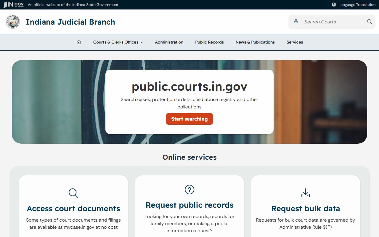 Franklin County court records Indiana public records access page