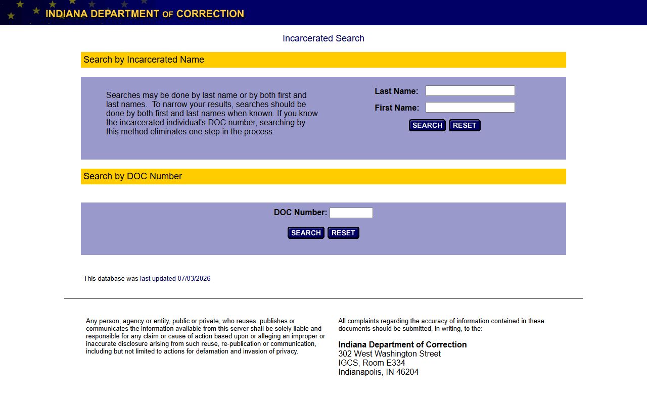 Franklin County criminal court records Indiana DOC offender locator