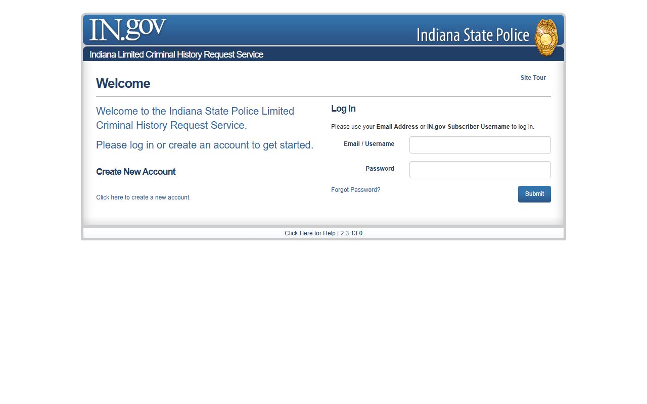 Franklin County criminal court records Indiana State Police limited criminal history portal