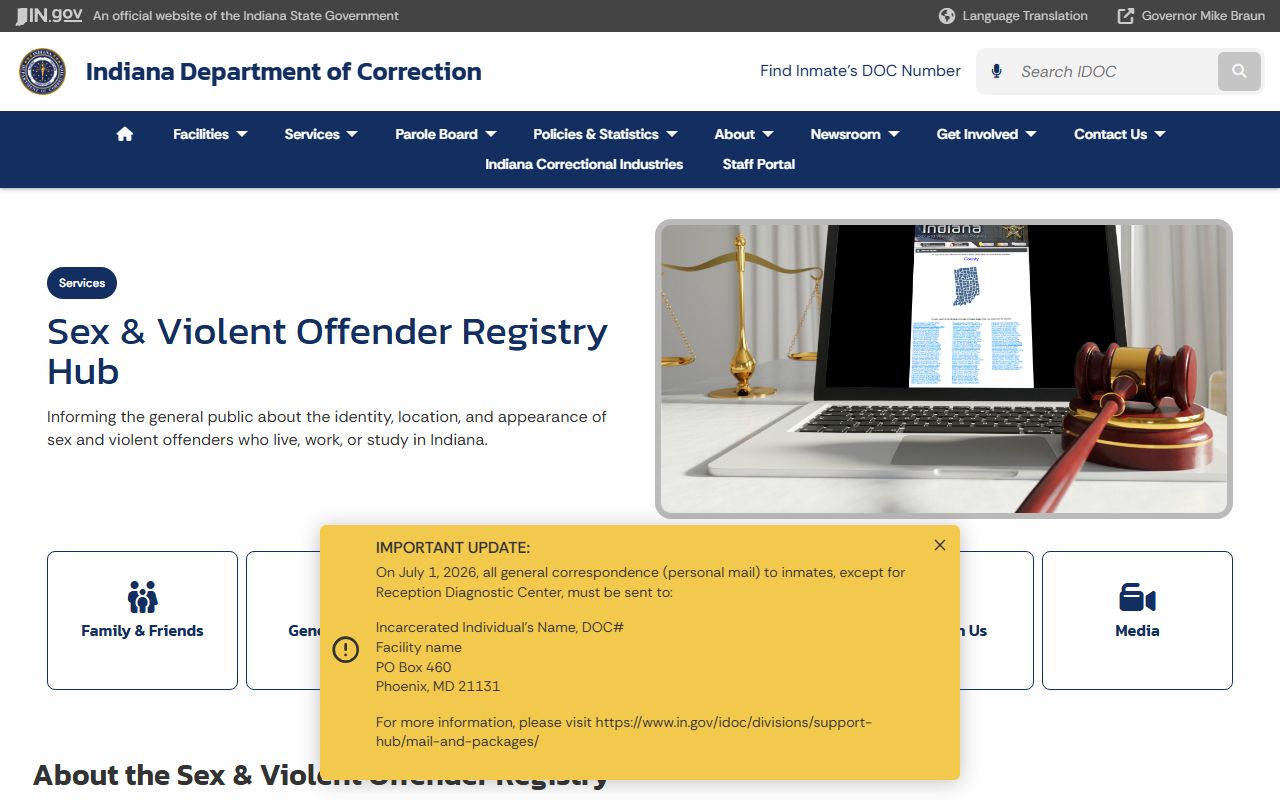 Franklin County criminal court records Indiana sex and violent offender registry page