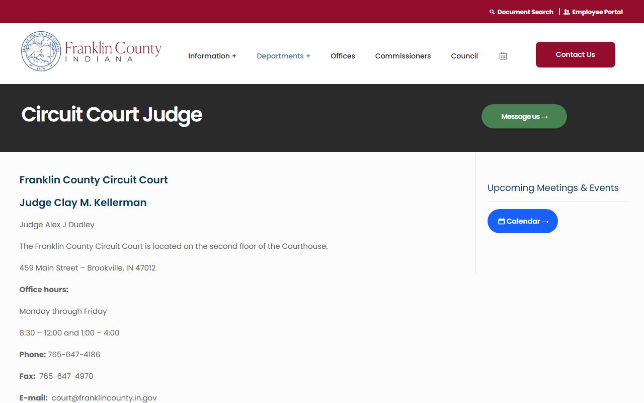 Franklin County Circuit Court judge page and court records
