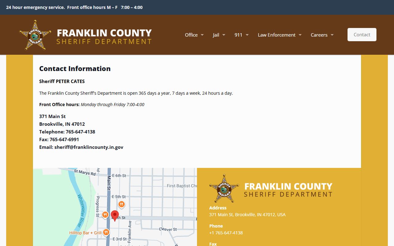 Franklin County court records sheriff contact information
