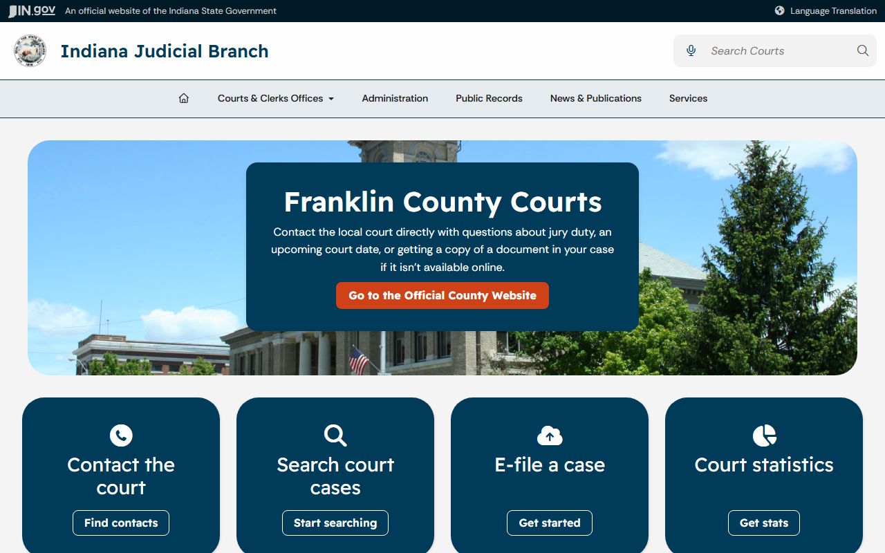Franklin County court records Indiana courts page