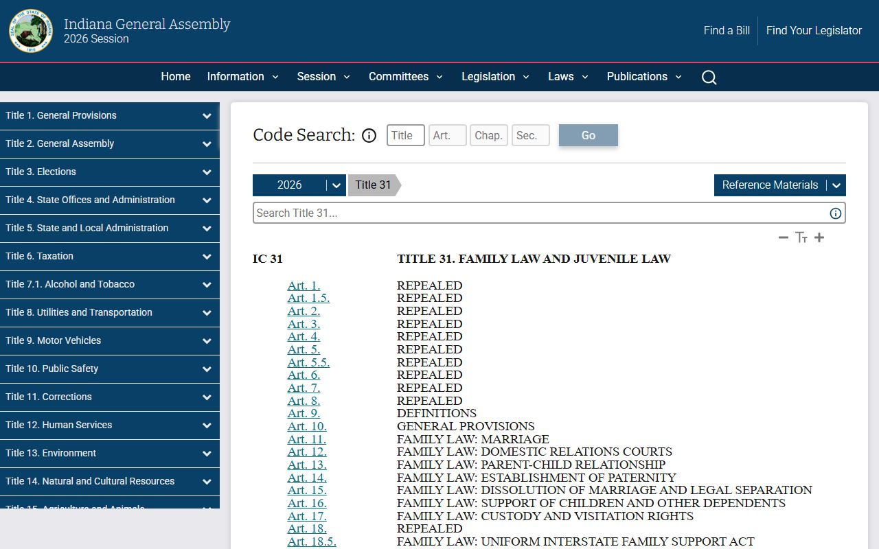 Franklin County probate records Indiana Code Title 31 restrictions